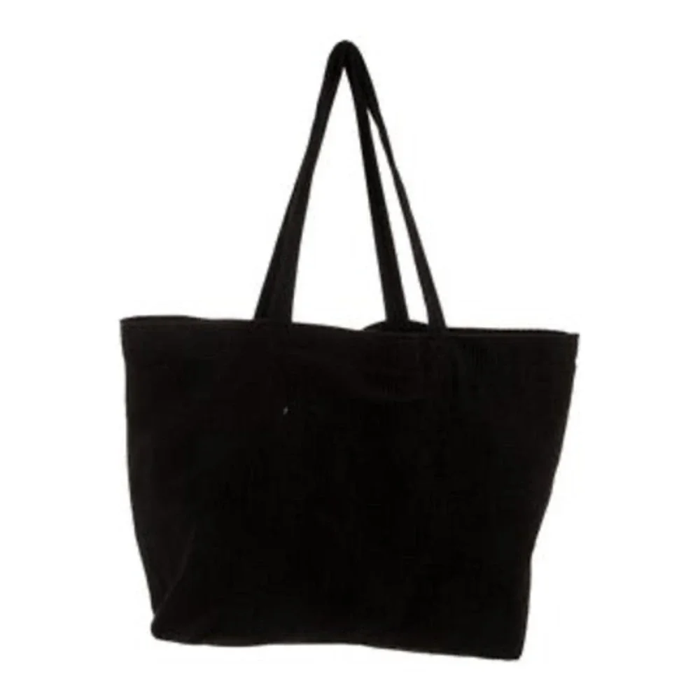 Sezane Les Composantes Black Corduroy Tote Bag Oversized Shopper Handbag